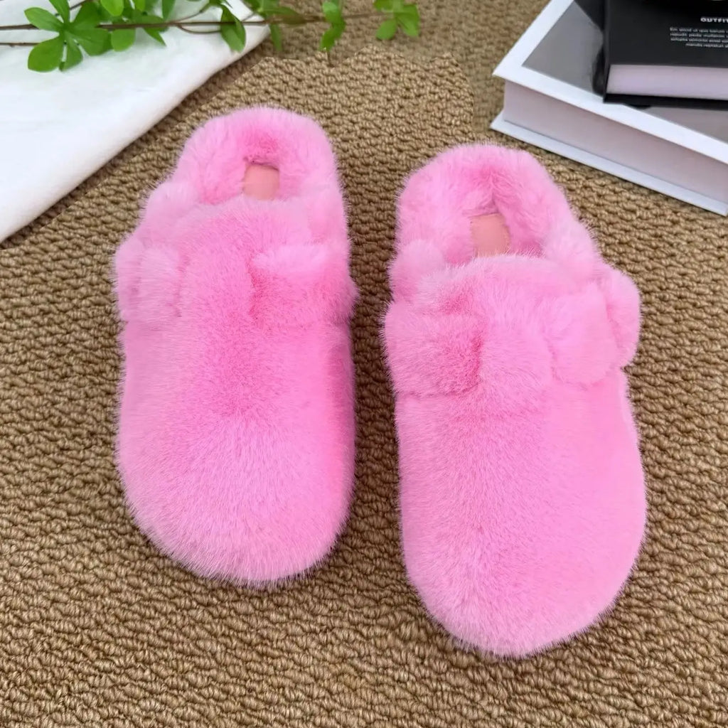 Minimalist Women's Fur Slippers Luxury Designer Woman Fluffy Faux Fur Mules Shoes Autumn Winter Outdoor Comfortable Slippe Woman